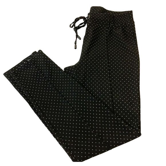 89th & Madison Pants - 89th + Madison Black & White Polka Dots Pants Lounge Wear with Waist Drawstring